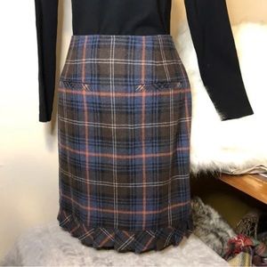 CAbi Heritage Plaid Ruffle-hem Pencil Skirt Sz 6